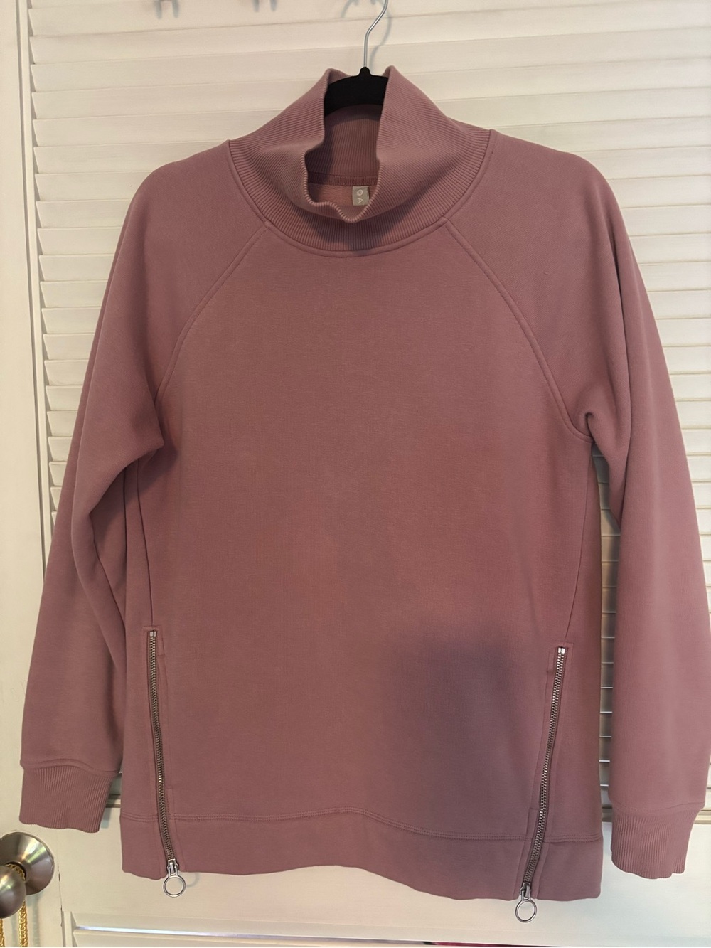 Athleta Dusty Mauve Funnel Neck Sweatshirt with Side Zips